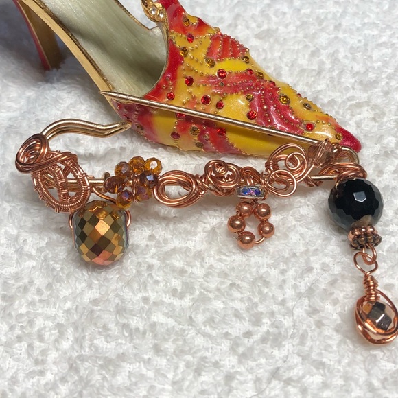 📌💕stunning light gold and copper pin/brooch-artisan,handmade NEW - Picture 7 of 11